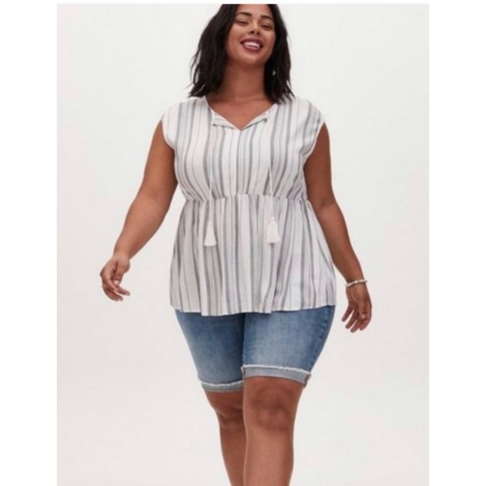 Torrid Striped Peplum Rayon Slub Dolman Sleeve Top